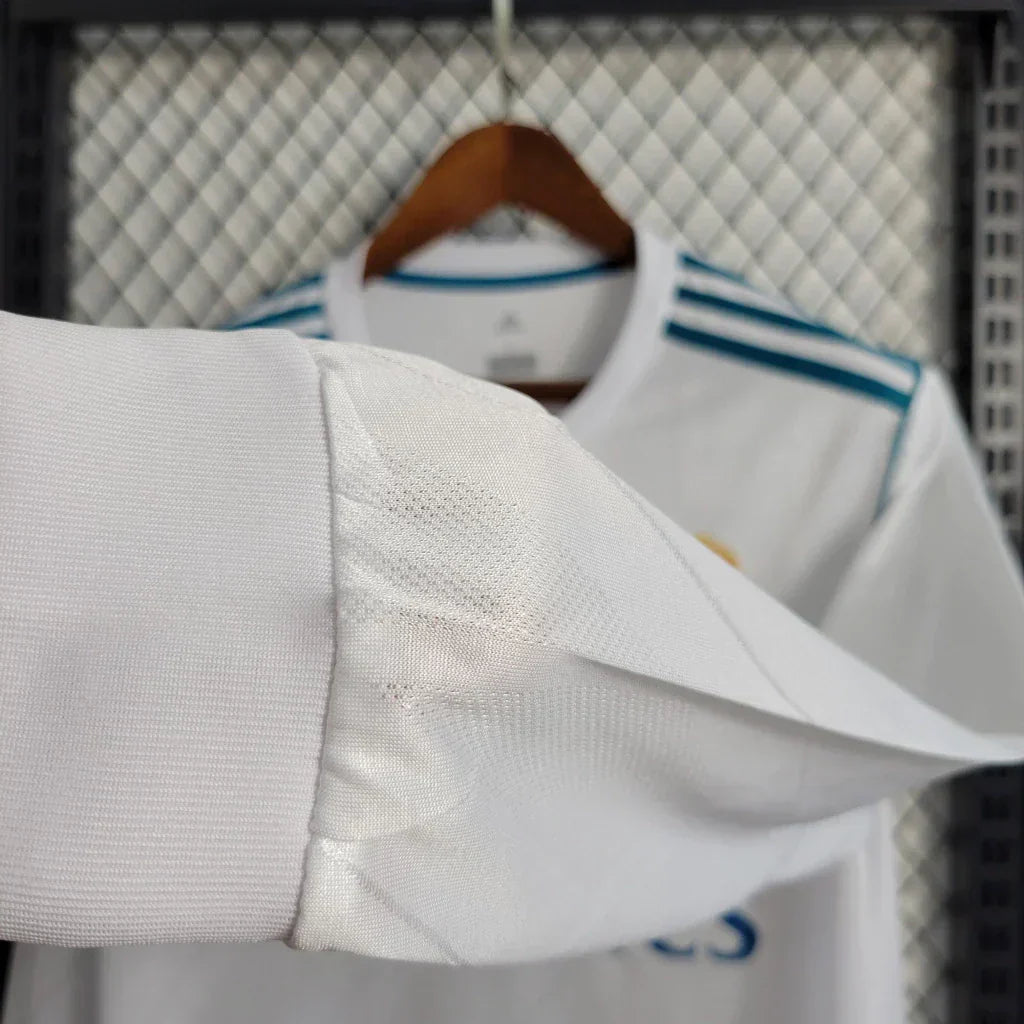 Camisa Retrô Real Madrid I Home Adidas 2017/18 Manga Longa Masculino Branco