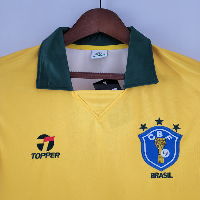 Camisa Retrô 1986 Seleção Brasileira I Masculina - Amarelo e Verde