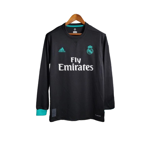 Camisa Retrô Real Madrid Manga Longa II 2017/18 Adidas Retrô Preto