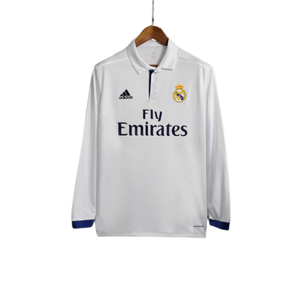 Camisa Retrô Real Madrid Manga Longa Adidas 2016/17 Masculino Branco