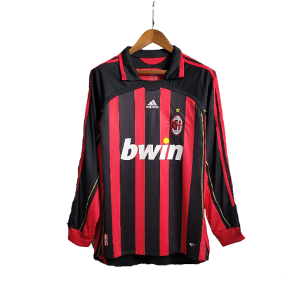 Camisa Retrô Milan I Home Adidas 2006/07 Masculino Manga Longa Vermelho e Preto