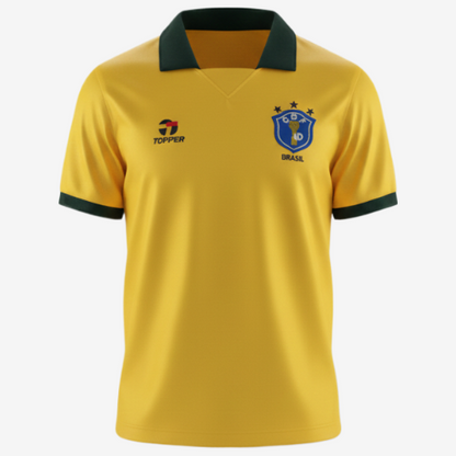 Camisa Retrô 1986 Seleção Brasileira I Masculina - Amarelo e Verde