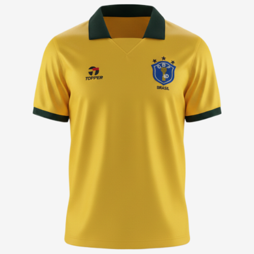 Camisa Retrô 1986 Seleção Brasileira I Masculina - Amarelo e Verde