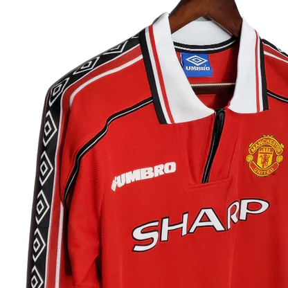 Camisa Manchester United Retrô Manga Longa Umbro 1998/99 Vermelha