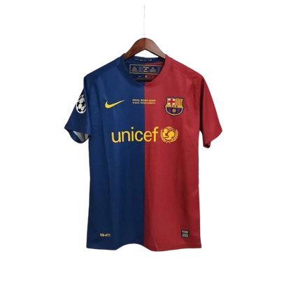 Camisa Retrô Barcelona I Home Nike 2008/09 UEFA Champions League Azul e Grená