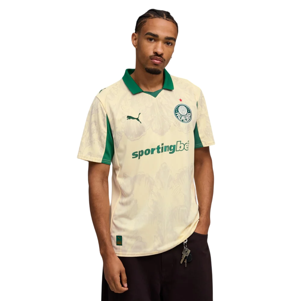 Camisa Palmeiras Mundial de Clubes 25/26 - Torcedor Puma X Kidsuper Masculino - Bege e Verde