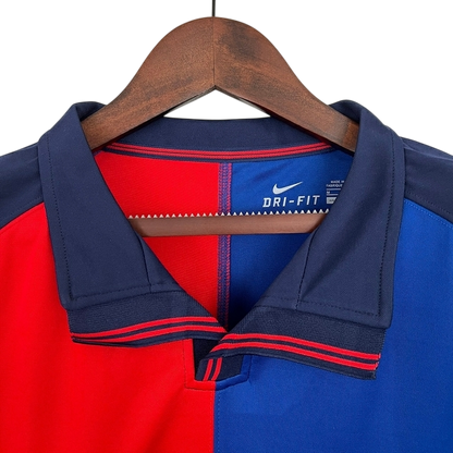 Camisa Barcelona 98/99 Home Edição Comemorativa 100 Anos Manga Longa - Retrô Masculina